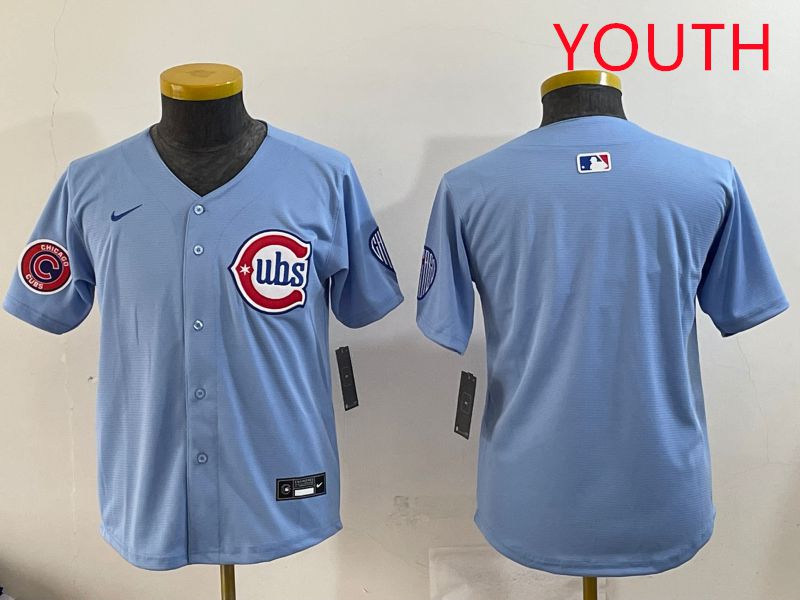 Youth Chicago Cubs Blank Light Blue Throwback 2025 Nike MLB Jersey style 4->youth mlb jersey->Youth Jersey